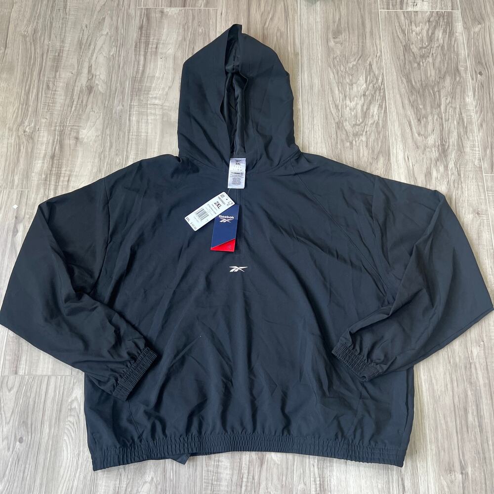 Reebok ID Train Woven Women Black Quarter ZIP Jacket Size 2XL